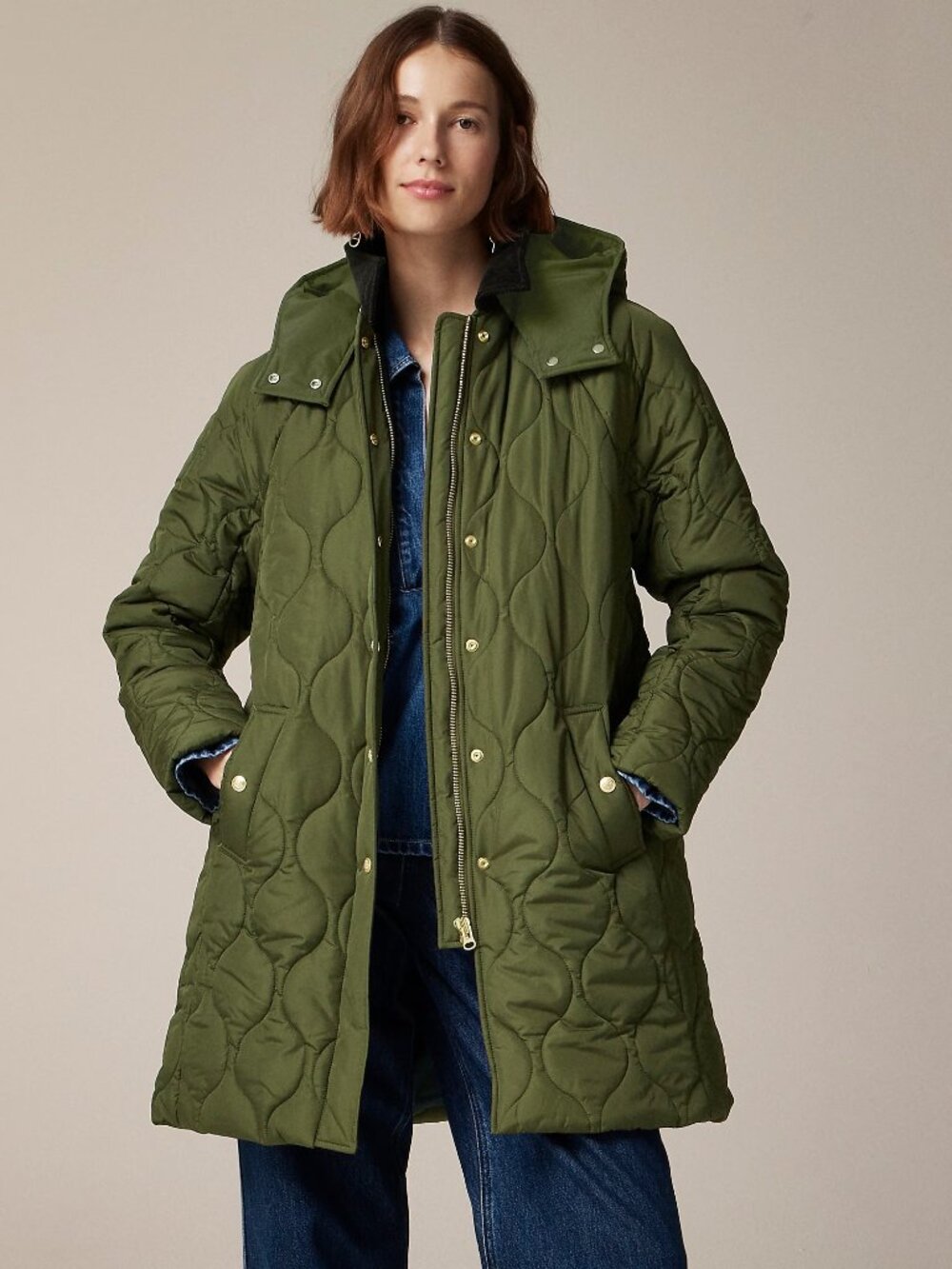 J. Crew Signature Puffer Quilted Primaloft Hooded Stowe Coat Jacket SP Petite SM